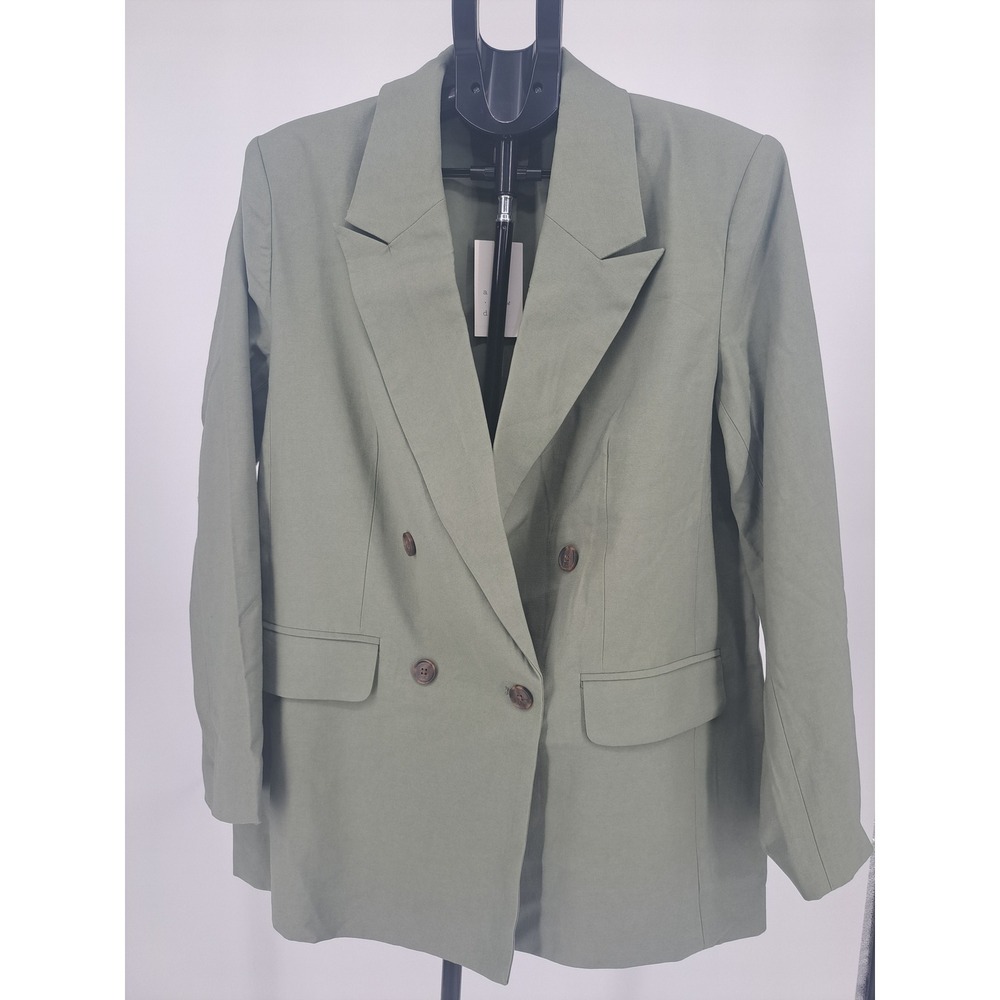 A New Day Womens Green Double Breasted‎ Blazer Jacket L Office Work Professional